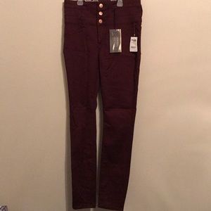 Maroon high waist skinny jeans